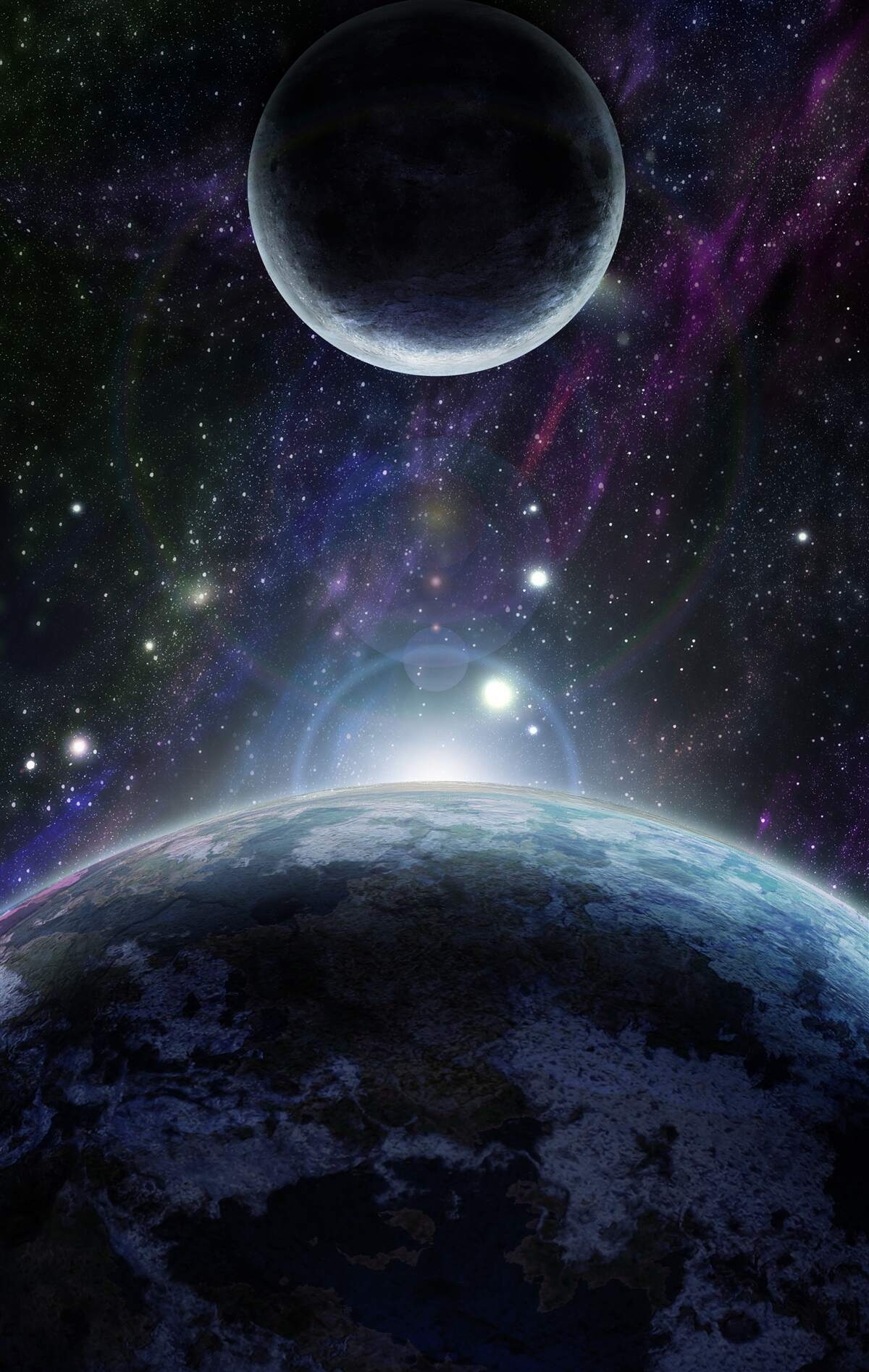Fototapeten Erde und Mond sind im Weltraum