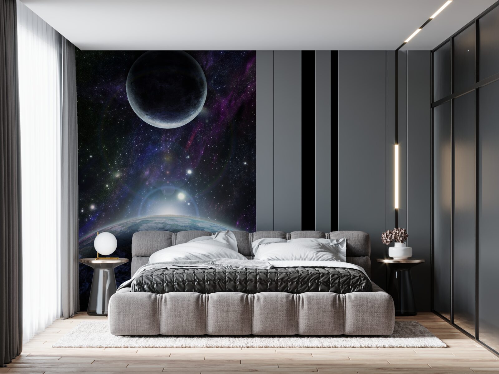 Fototapeten Erde und Mond sind im Weltraum
