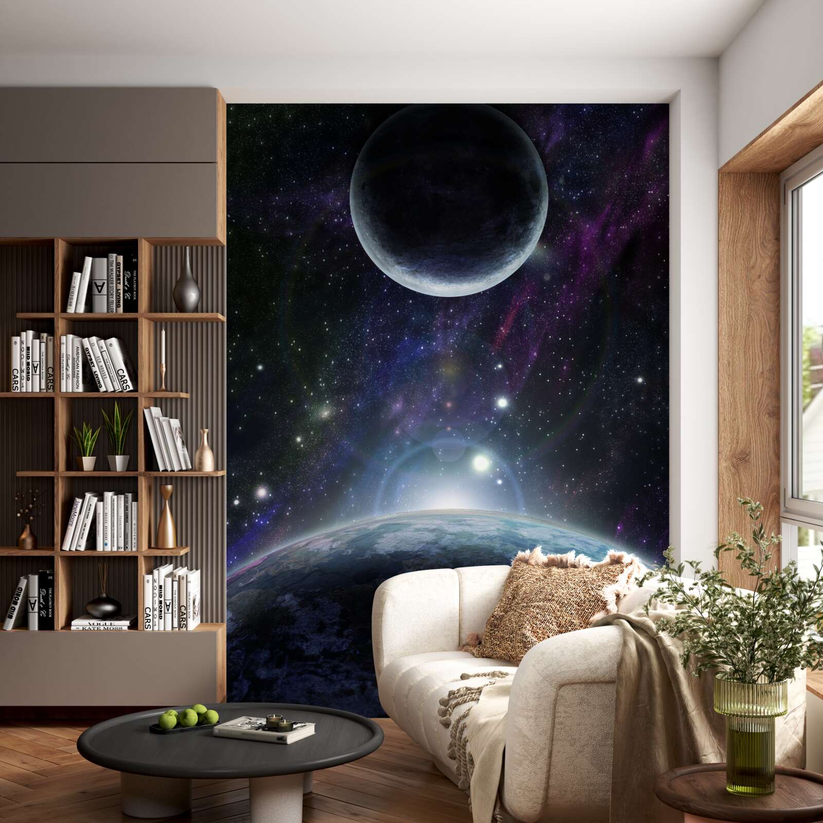 Fototapeten Erde und Mond sind im Weltraum
