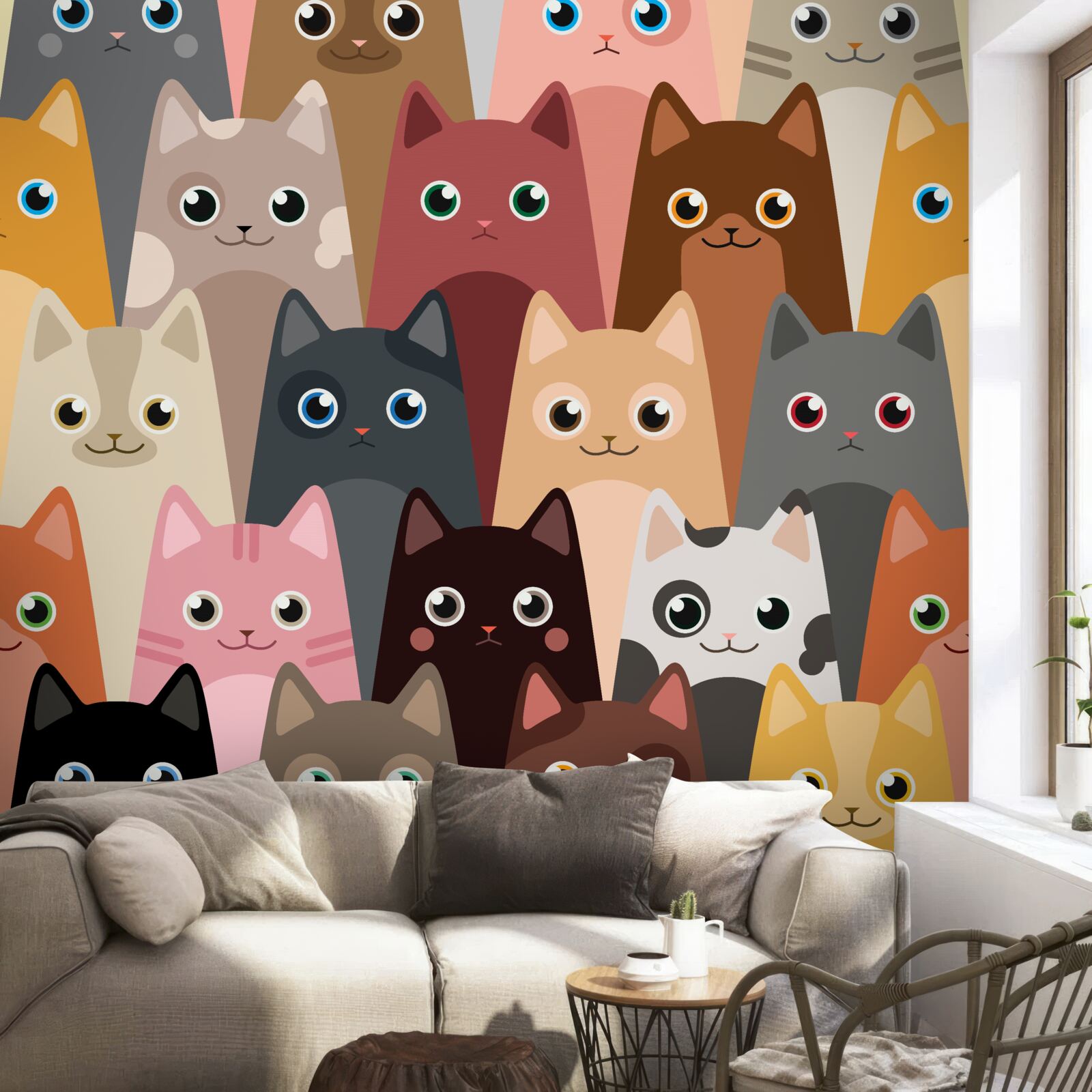 Fototapeten Viele Katzen mit vielen Augen