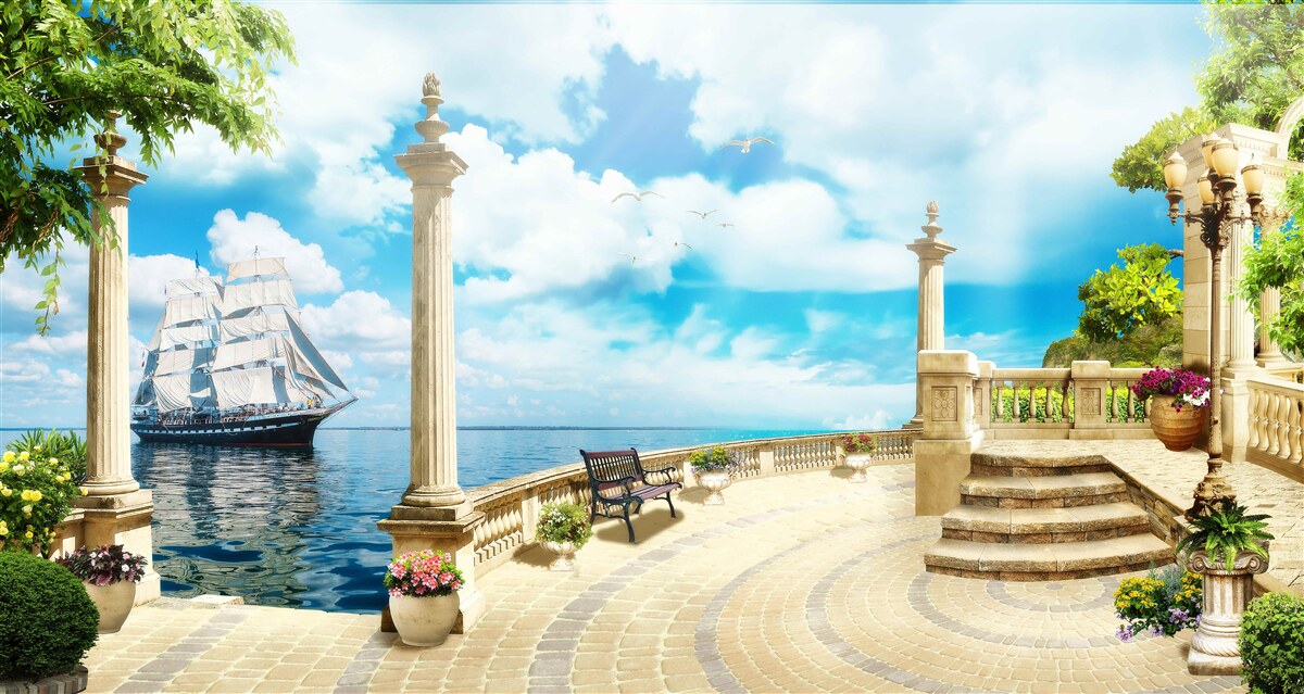 Fototapeten Strandhaus am Meer