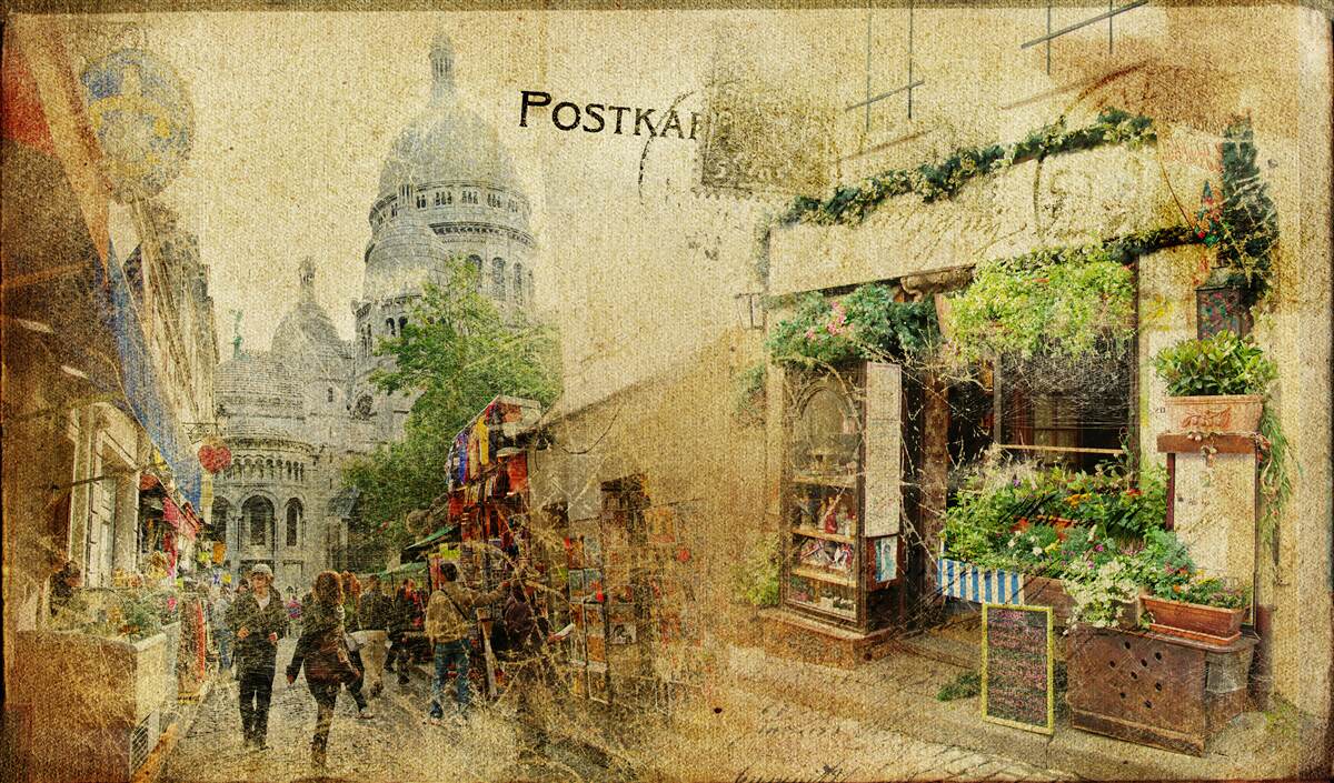 Fototapeten Altes Foto der Stadt