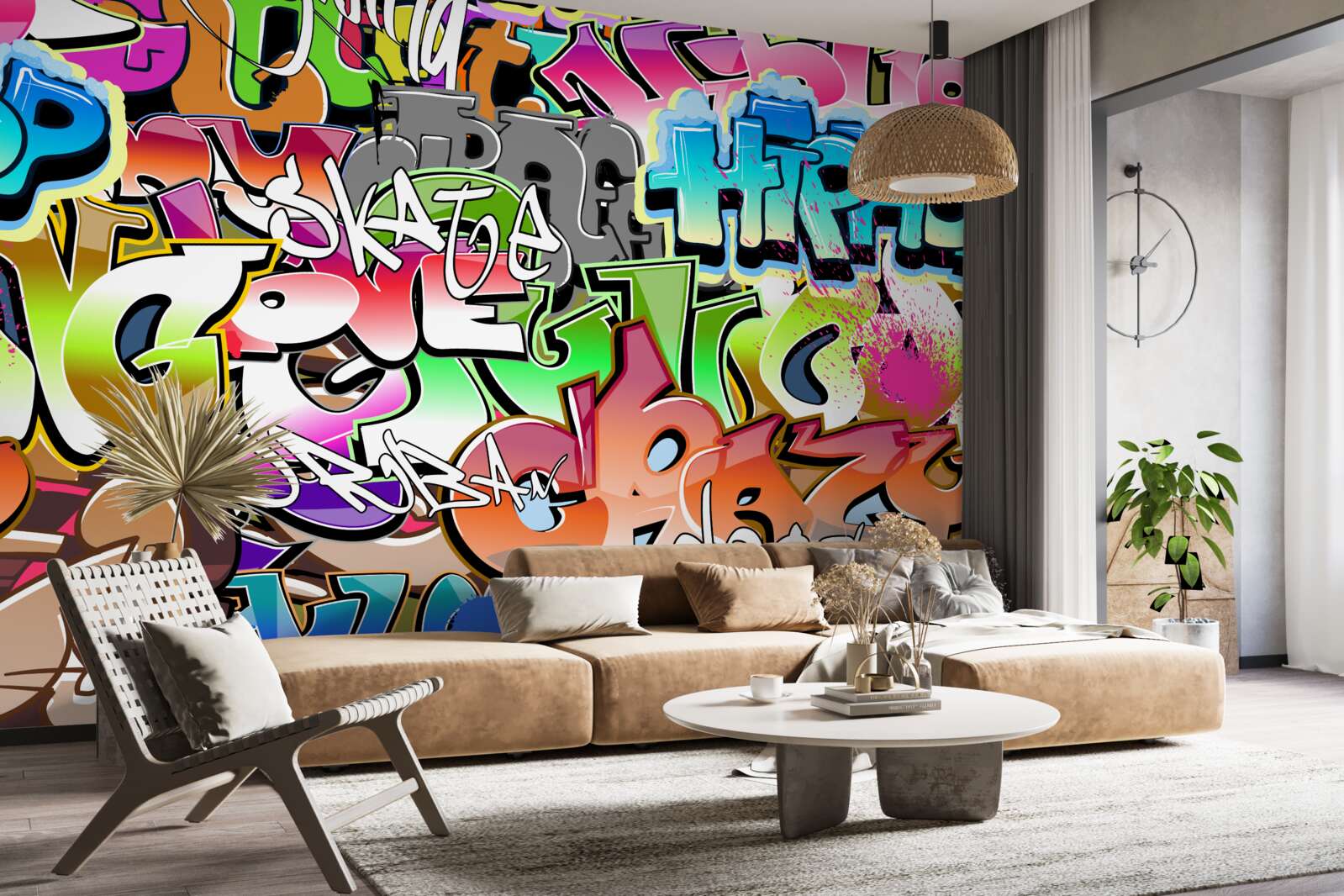Fototapeten Eye -Catching Graffiti mit hellen Inschriften