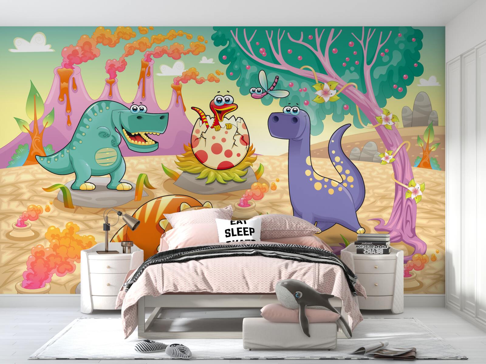Fototapeten Dinosaurier auf dem Rasen