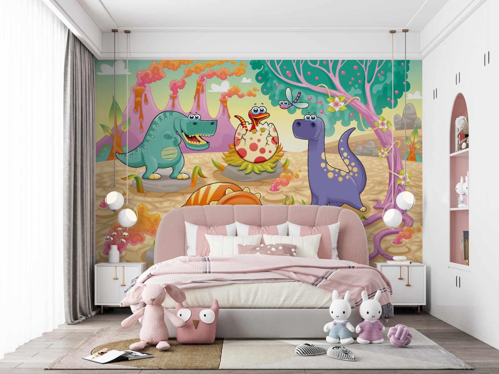 Fototapeten Dinosaurier auf dem Rasen