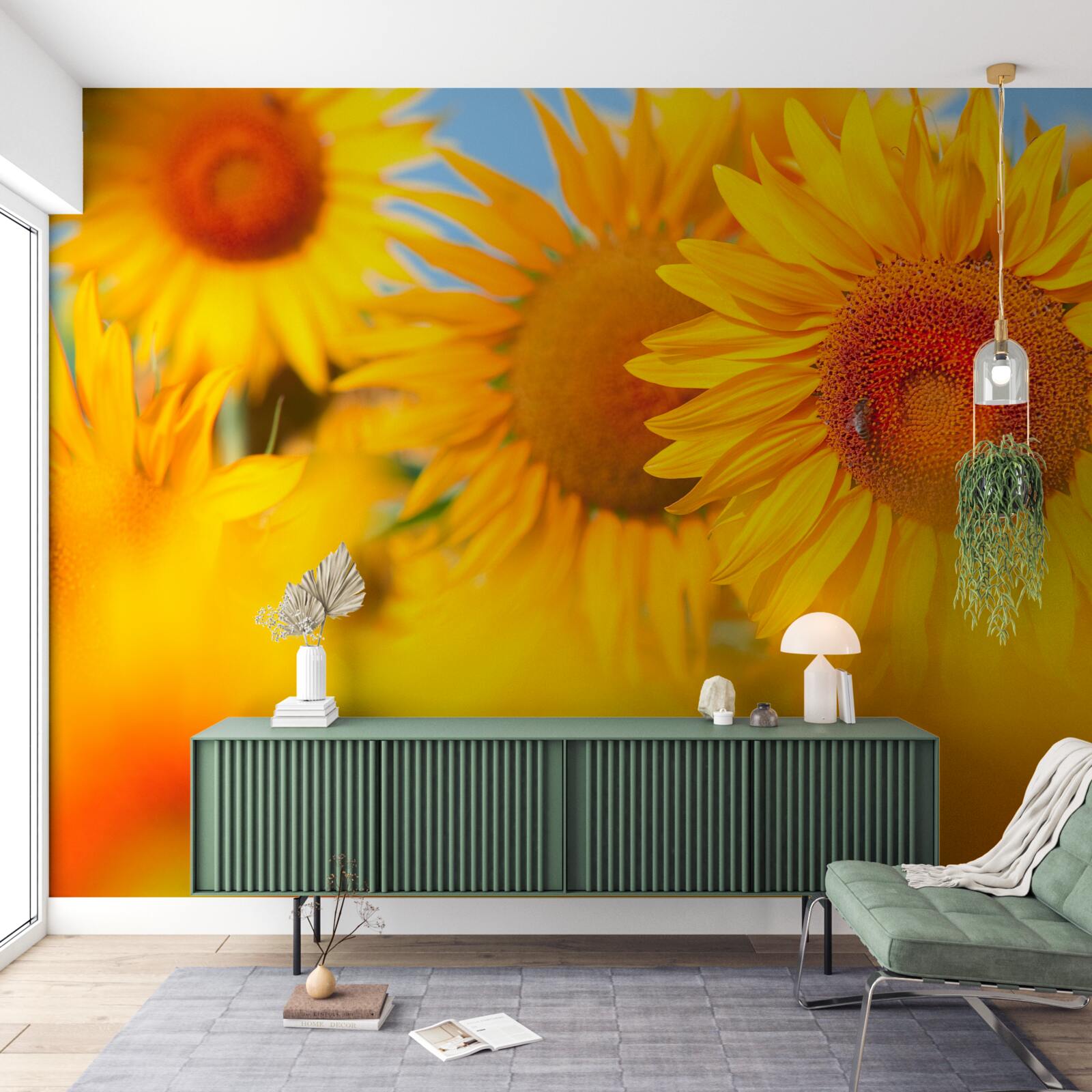 Fototapeten Sonnenblumen unter der Sonne