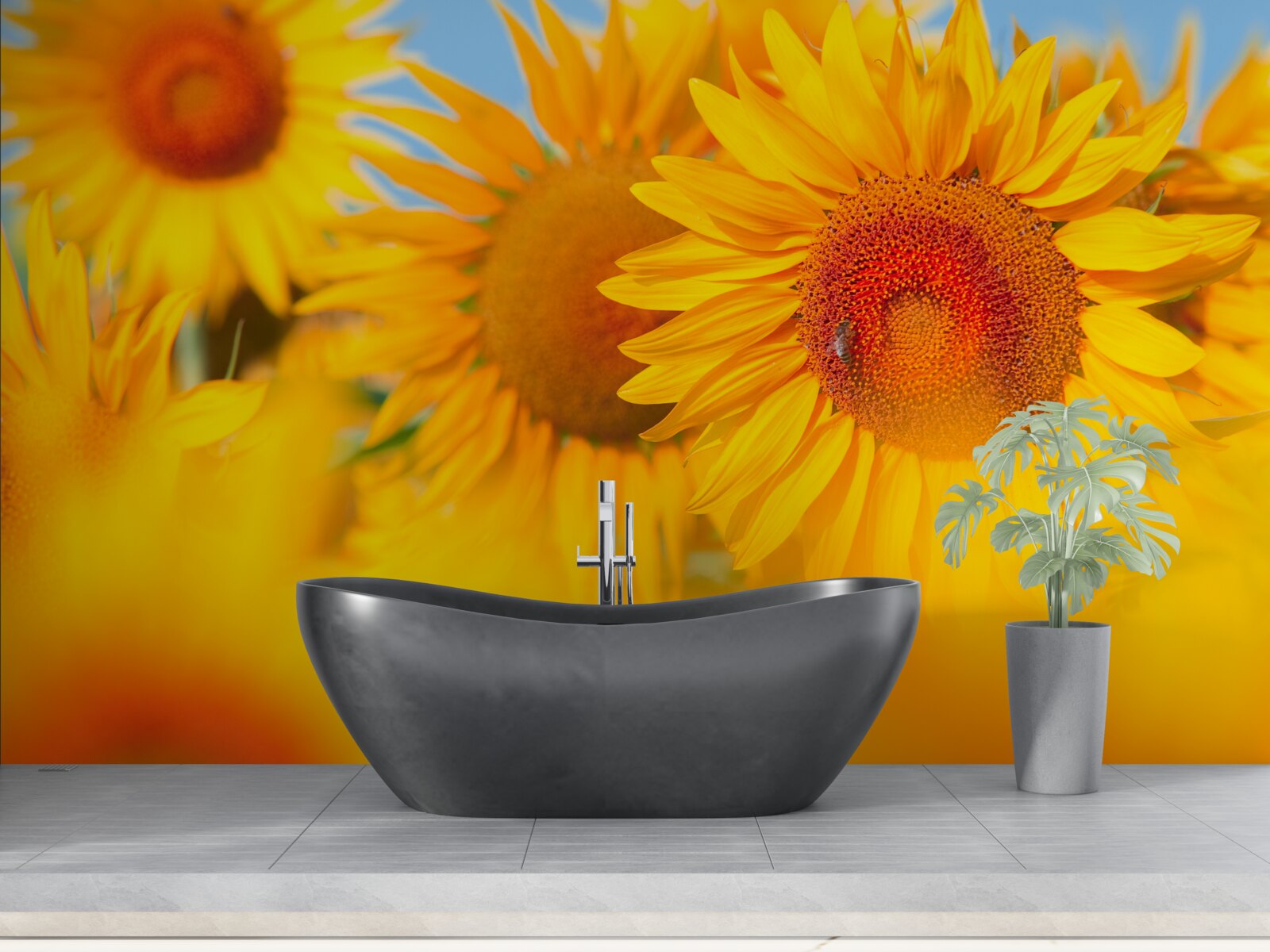 Fototapeten Sonnenblumen unter der Sonne