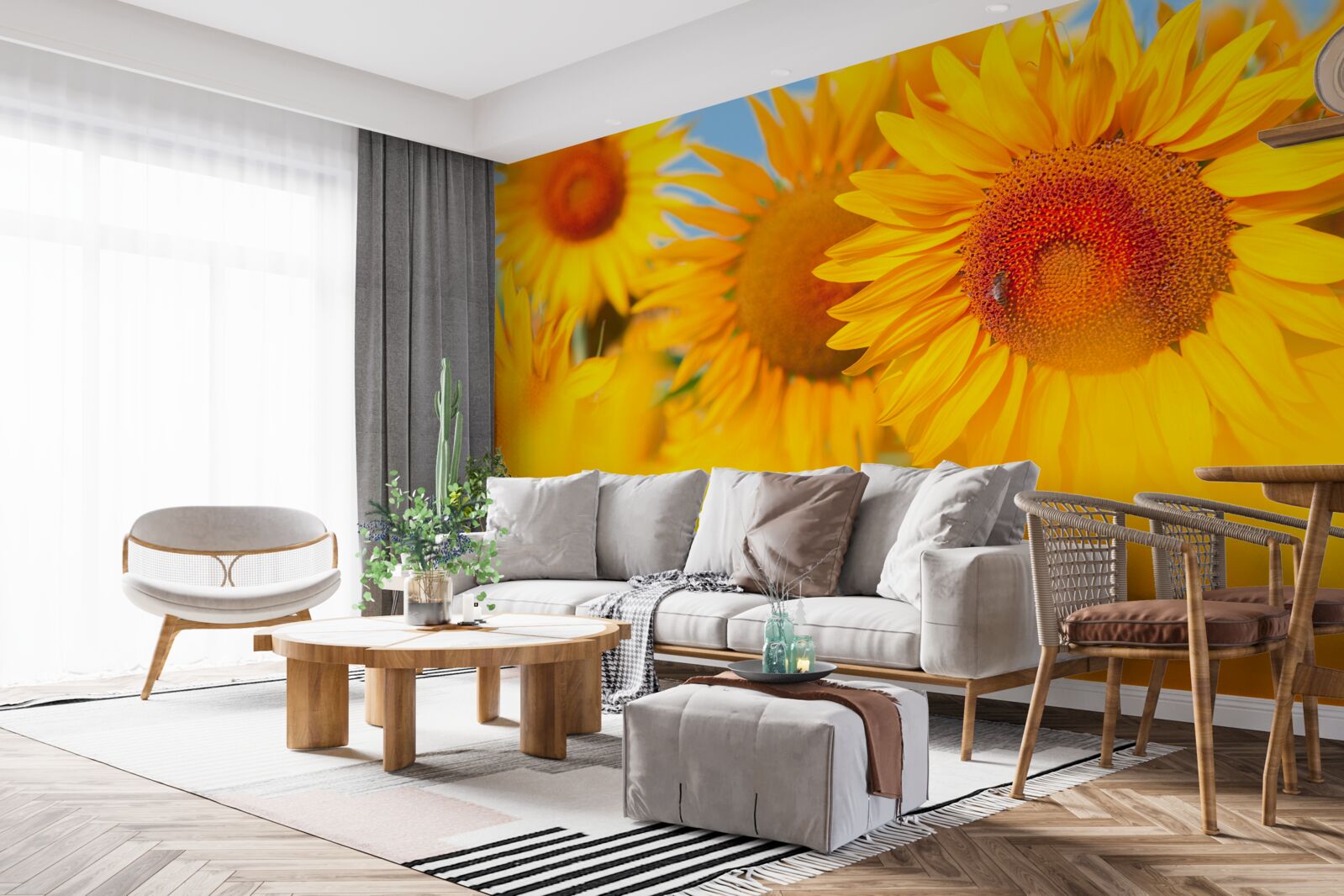 Fototapeten Sonnenblumen unter der Sonne