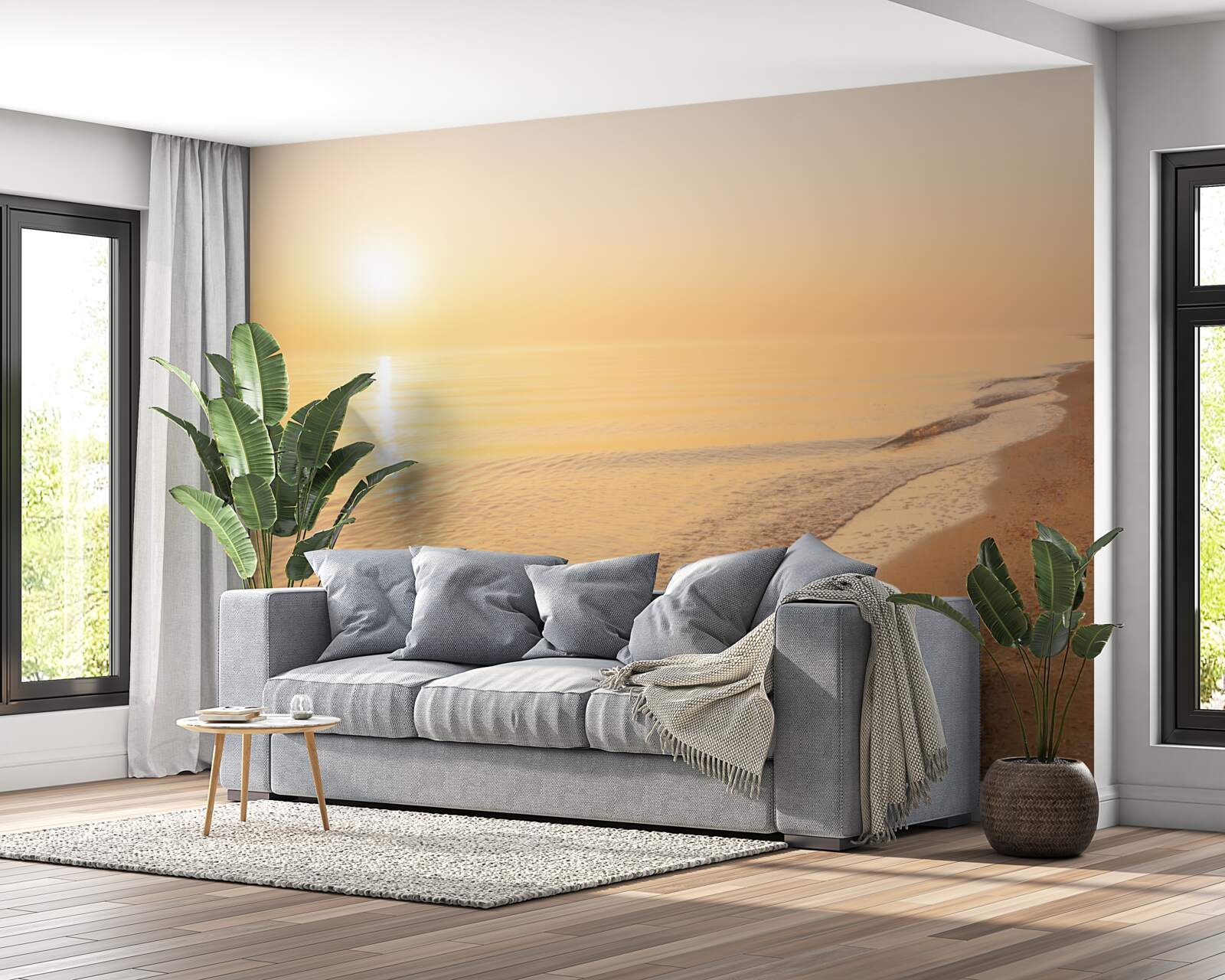 Fototapeten Sonnenuntergang am Meer im Sommer