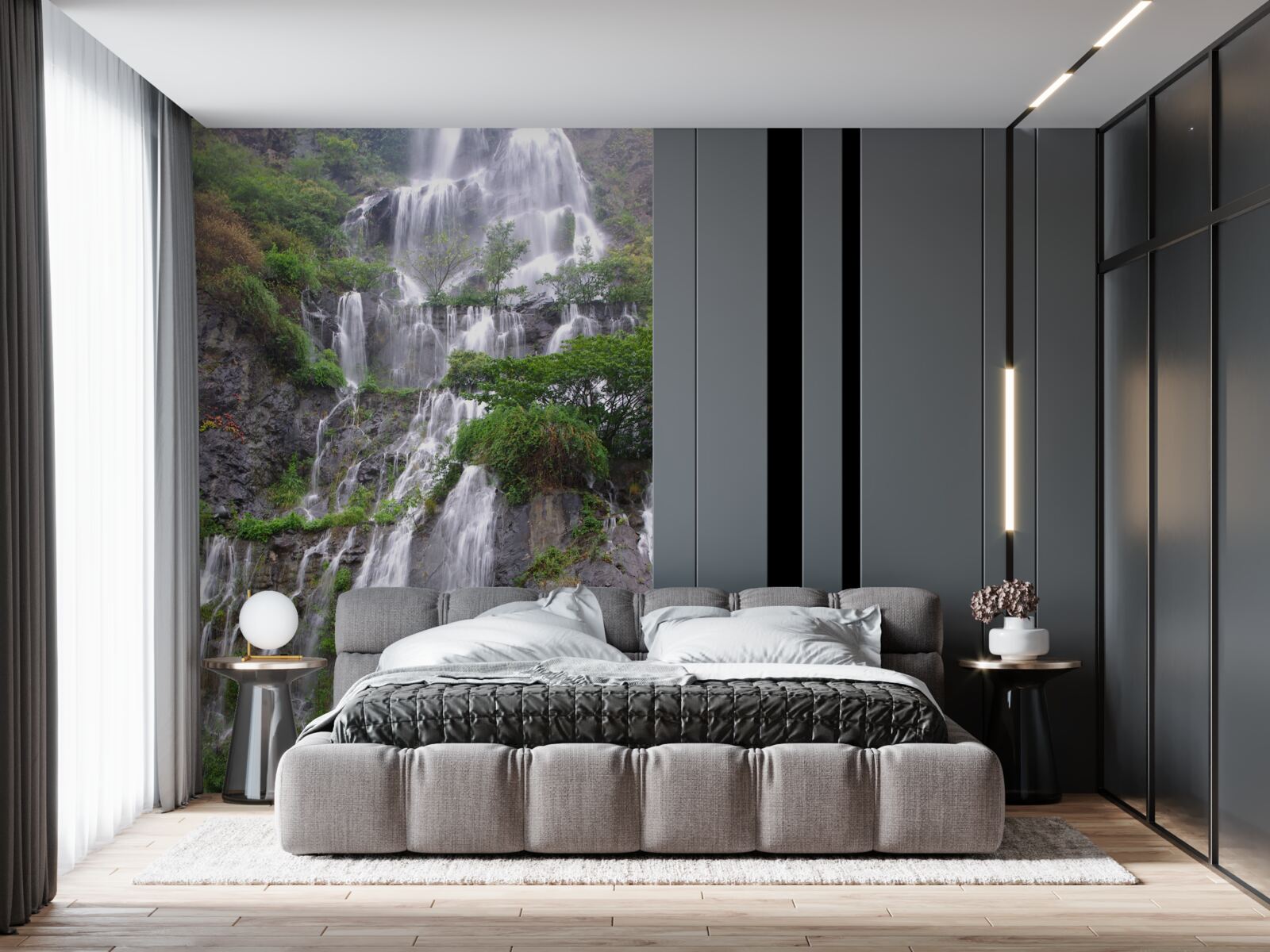 Fototapeten Spektakulärer Bergwasserfall mit Kaskaden