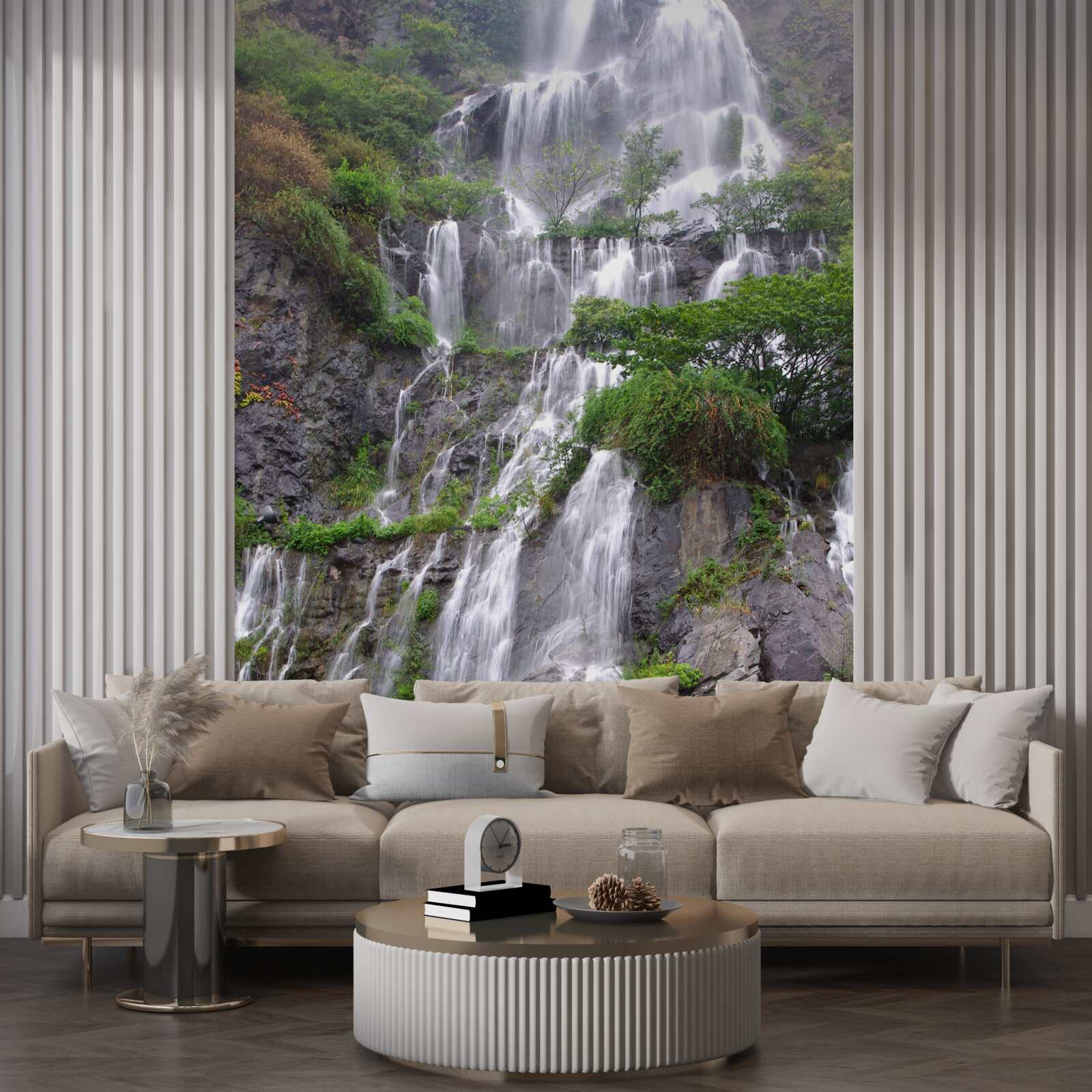 Fototapeten Spektakulärer Bergwasserfall mit Kaskaden