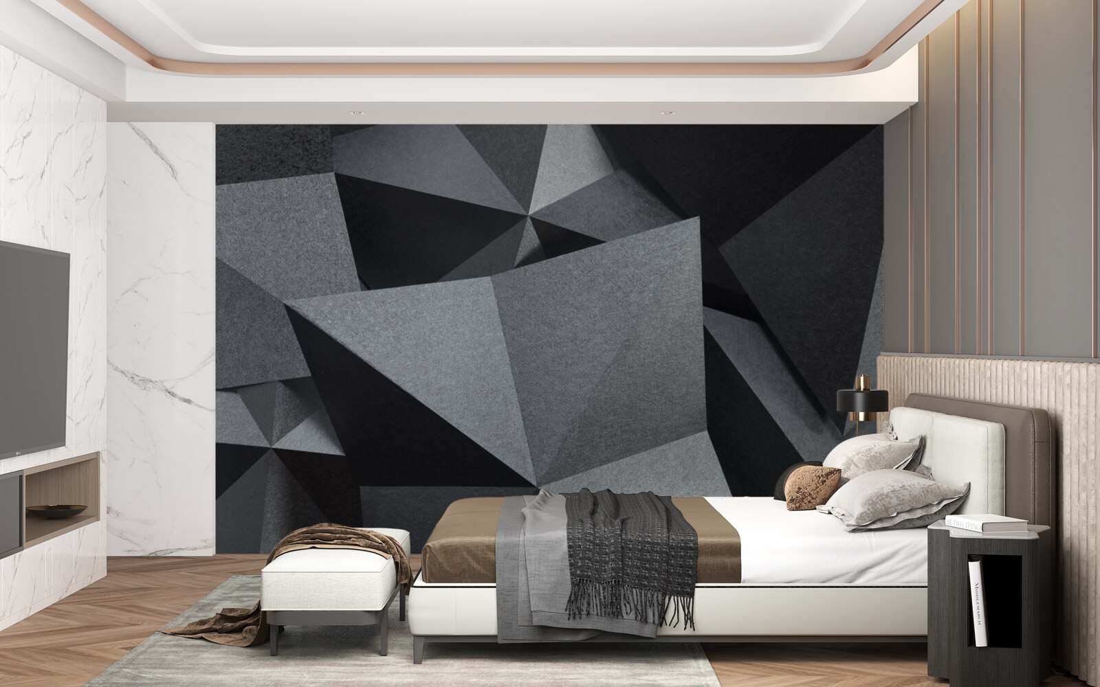 Fototapeten Geometrische Figuren auf einem dunklen Hintergrund