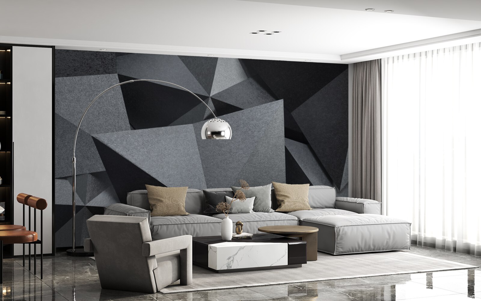 Fototapeten Geometrische Figuren auf einem dunklen Hintergrund