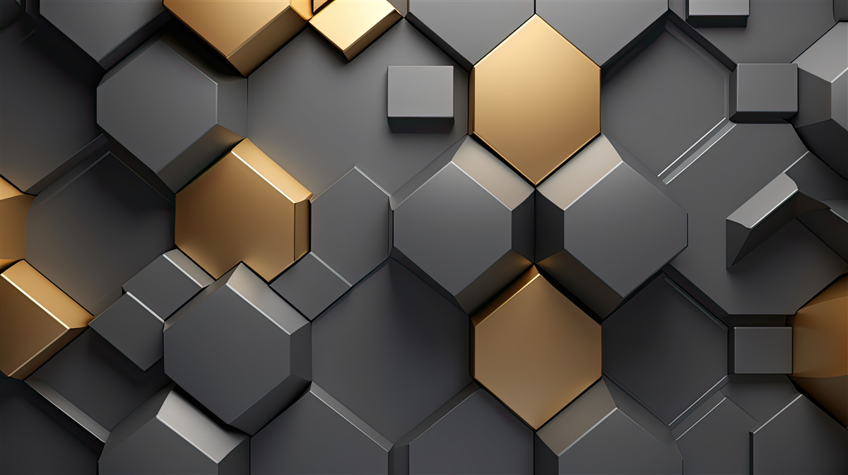 Fototapeten Geometrische Formen in schwarzen und goldenen Farben