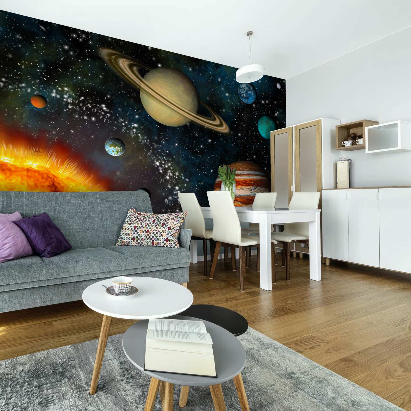 Fototapeten Dimensionen von Sonne und Planeten