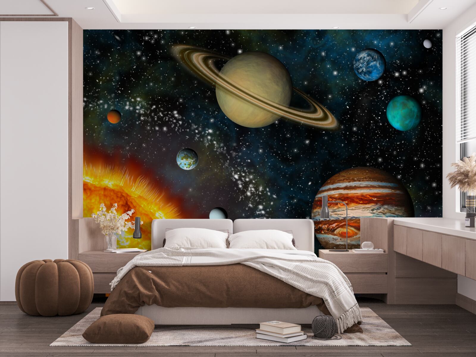 Fototapeten Dimensionen von Sonne und Planeten