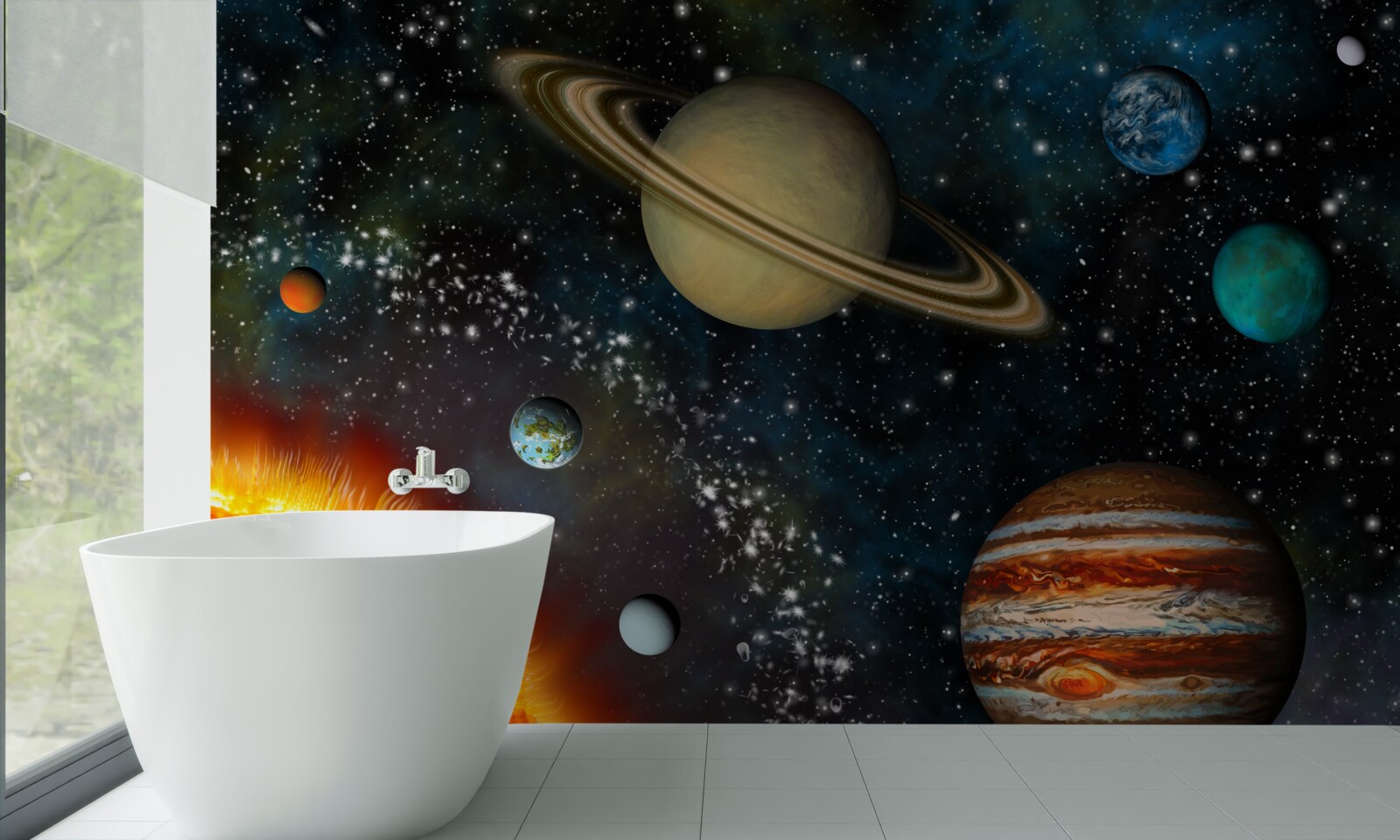 Fototapeten Dimensionen von Sonne und Planeten