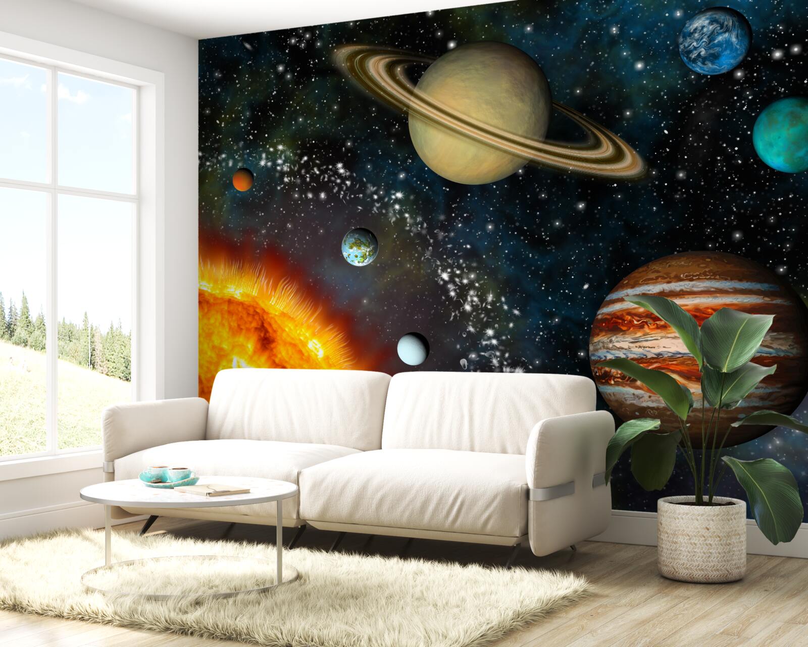 Fototapeten Dimensionen von Sonne und Planeten
