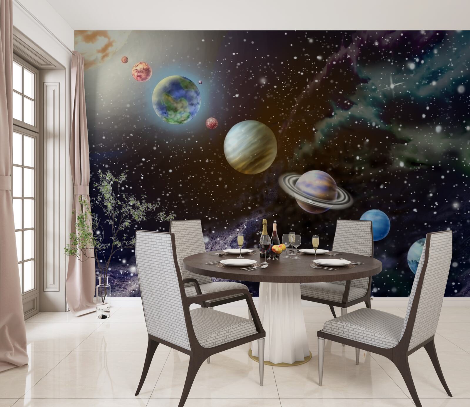 Fototapeten Die Planeten im Raum sind in der Warteschlange festgelegt