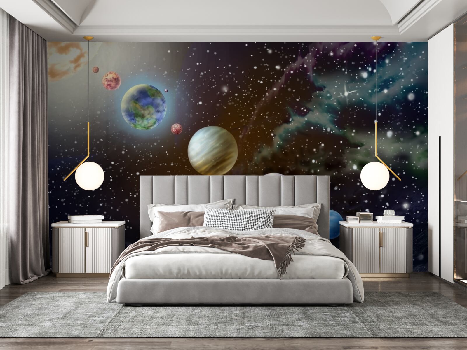 Fototapeten Die Planeten im Raum sind in der Warteschlange festgelegt