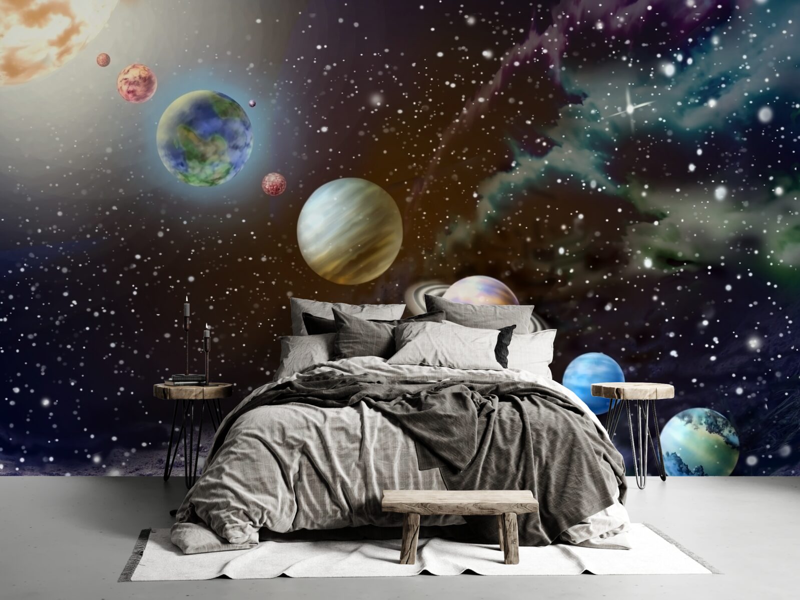 Fototapeten Die Planeten im Raum sind in der Warteschlange festgelegt