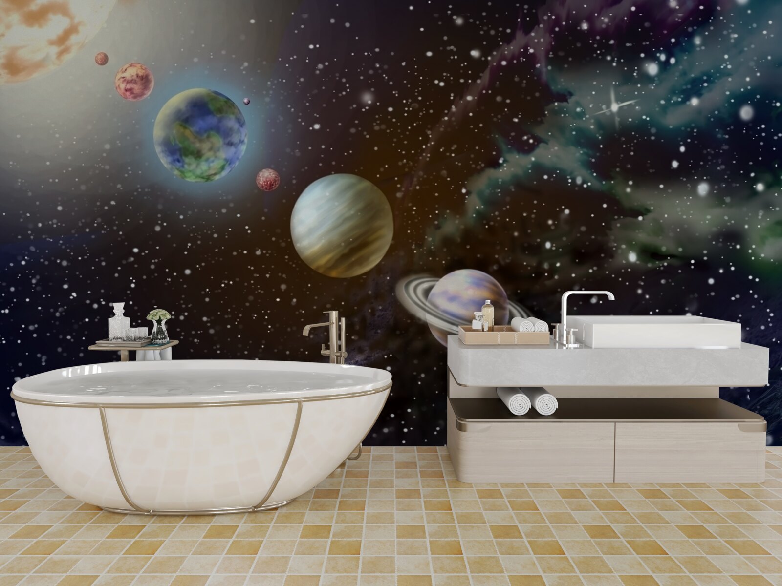 Fototapeten Die Planeten im Raum sind in der Warteschlange festgelegt