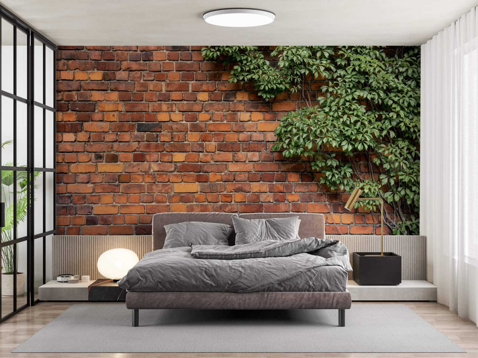 Fototapeten Die Wand ist in Ivy Green begraben