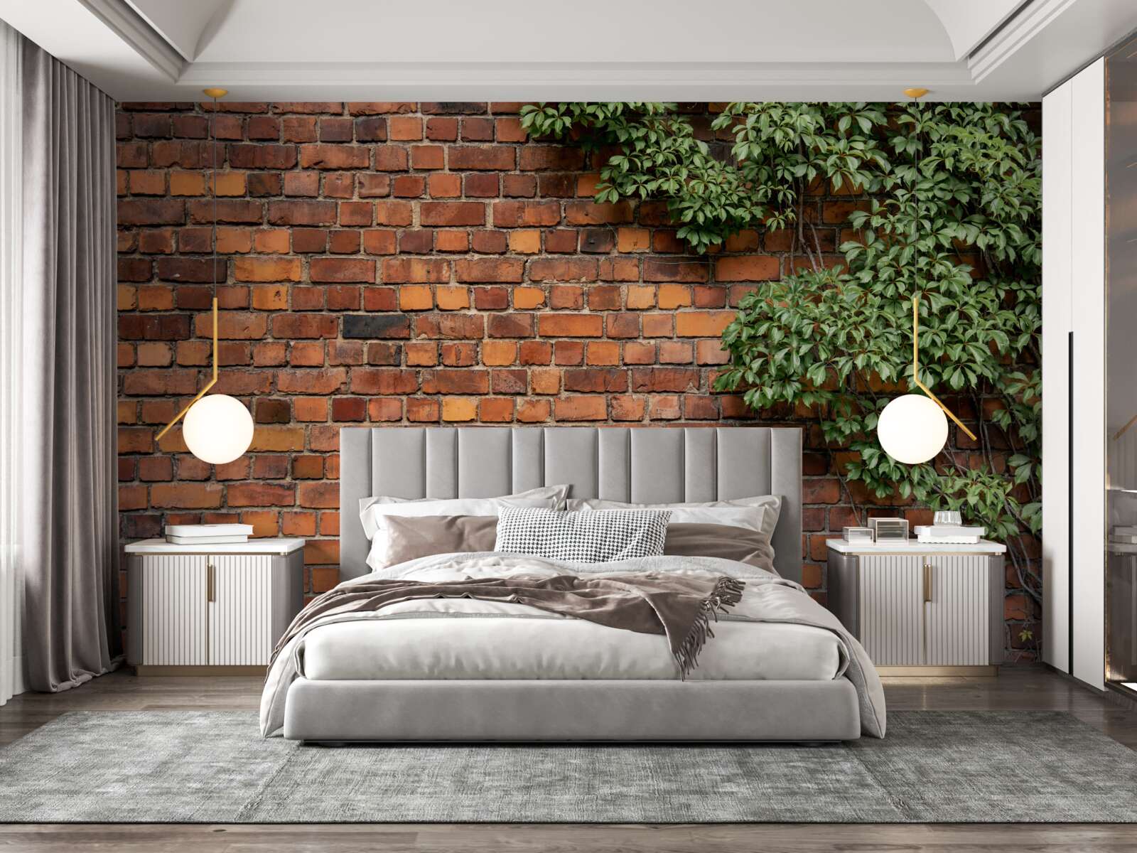 Fototapeten Die Wand ist in Ivy Green begraben