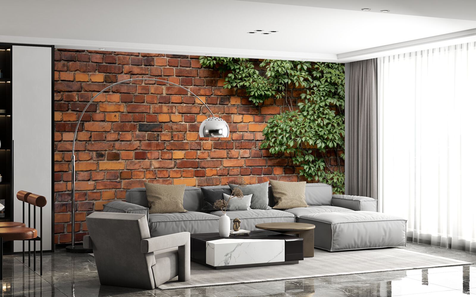 Fototapeten Die Wand ist in Ivy Green begraben