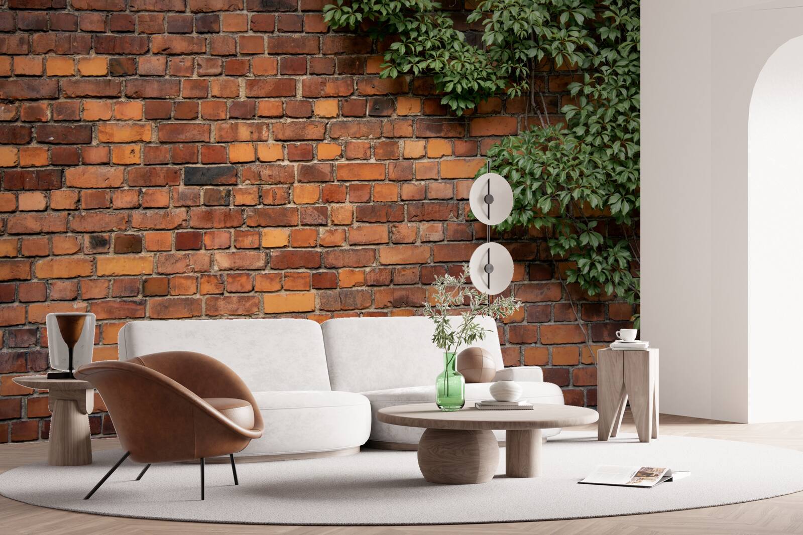 Fototapeten Die Wand ist in Ivy Green begraben