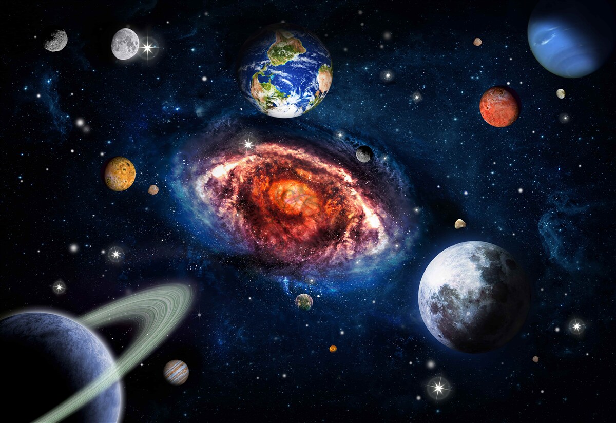 Fototapeten Die Galaxie dient als Rotationsfeld für Raumfahrtanlagen