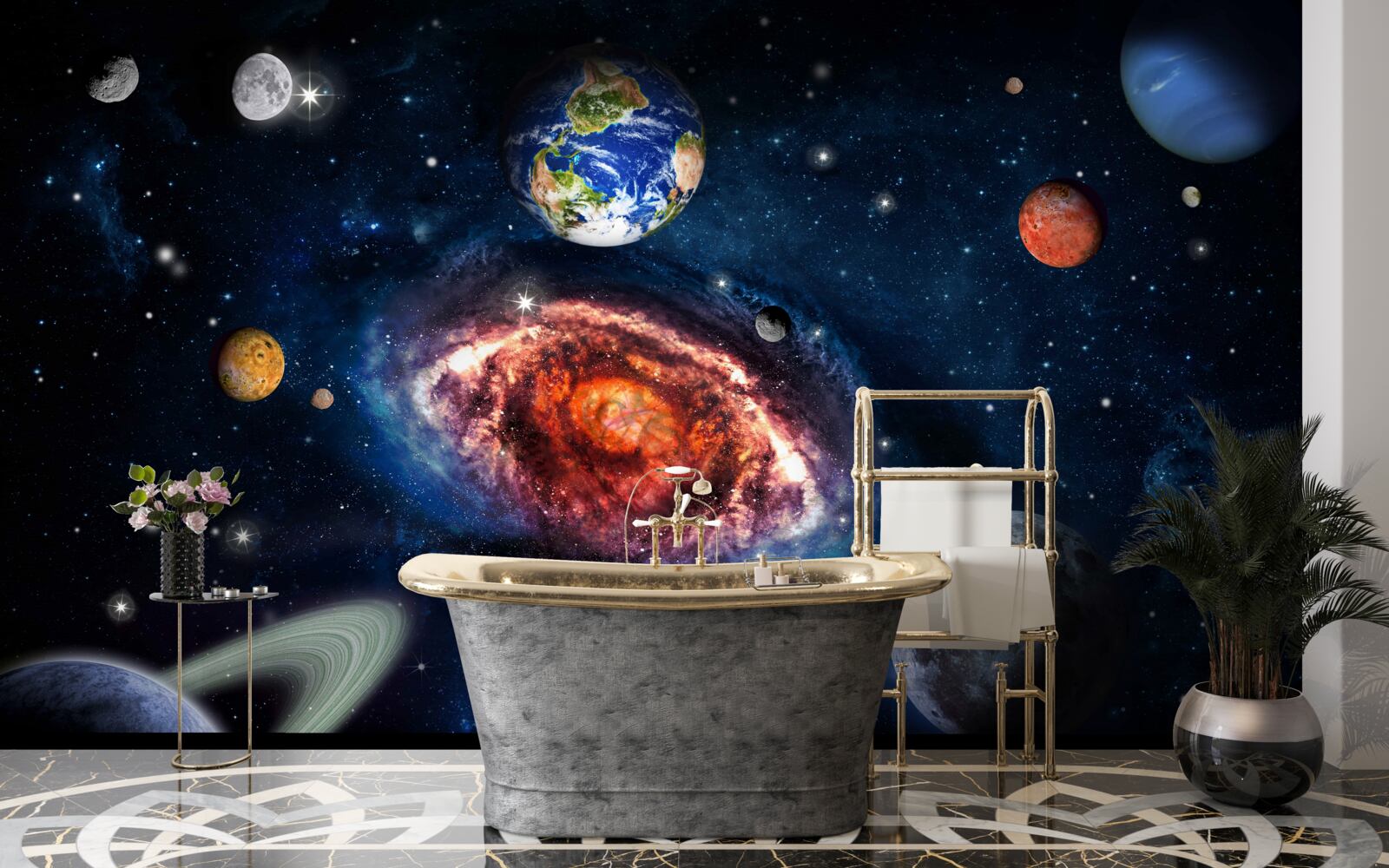Fototapeten Die Galaxie dient als Rotationsfeld für Raumfahrtanlagen