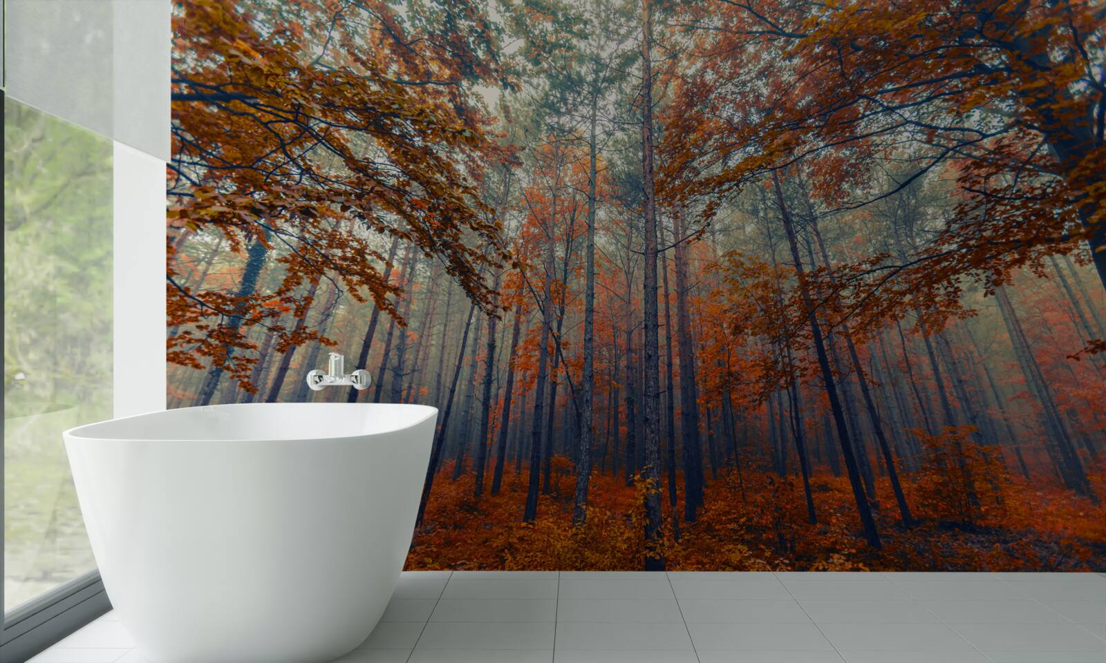Fototapeten Der Herbstwald verlässt, der fiel