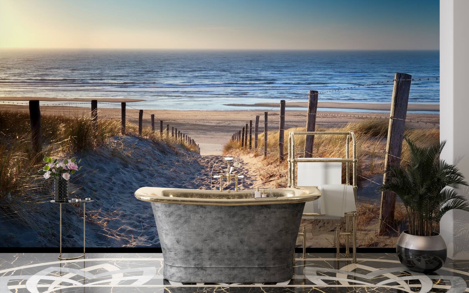 Fototapeten Pazifischer Ozean und ein Strand mit feinem Sand