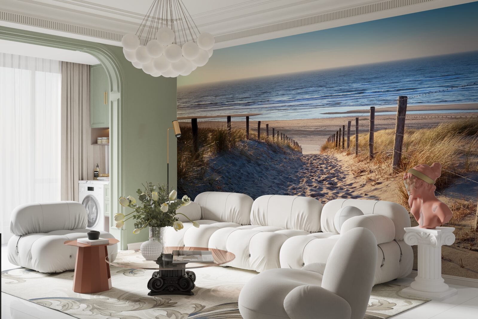 Fototapeten Pazifischer Ozean und ein Strand mit feinem Sand