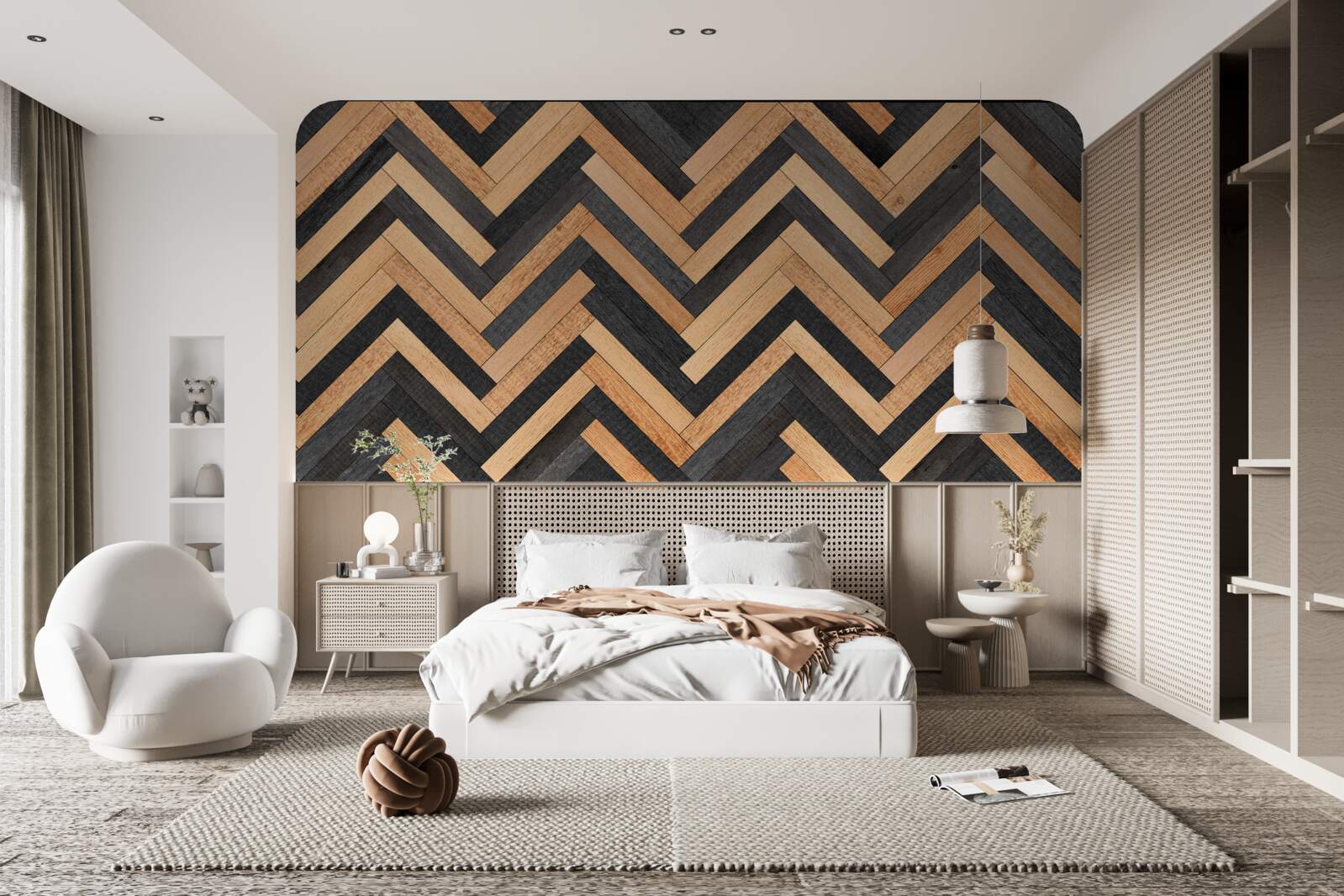 Fototapeten Parquet in hellen und dunklen Tönen