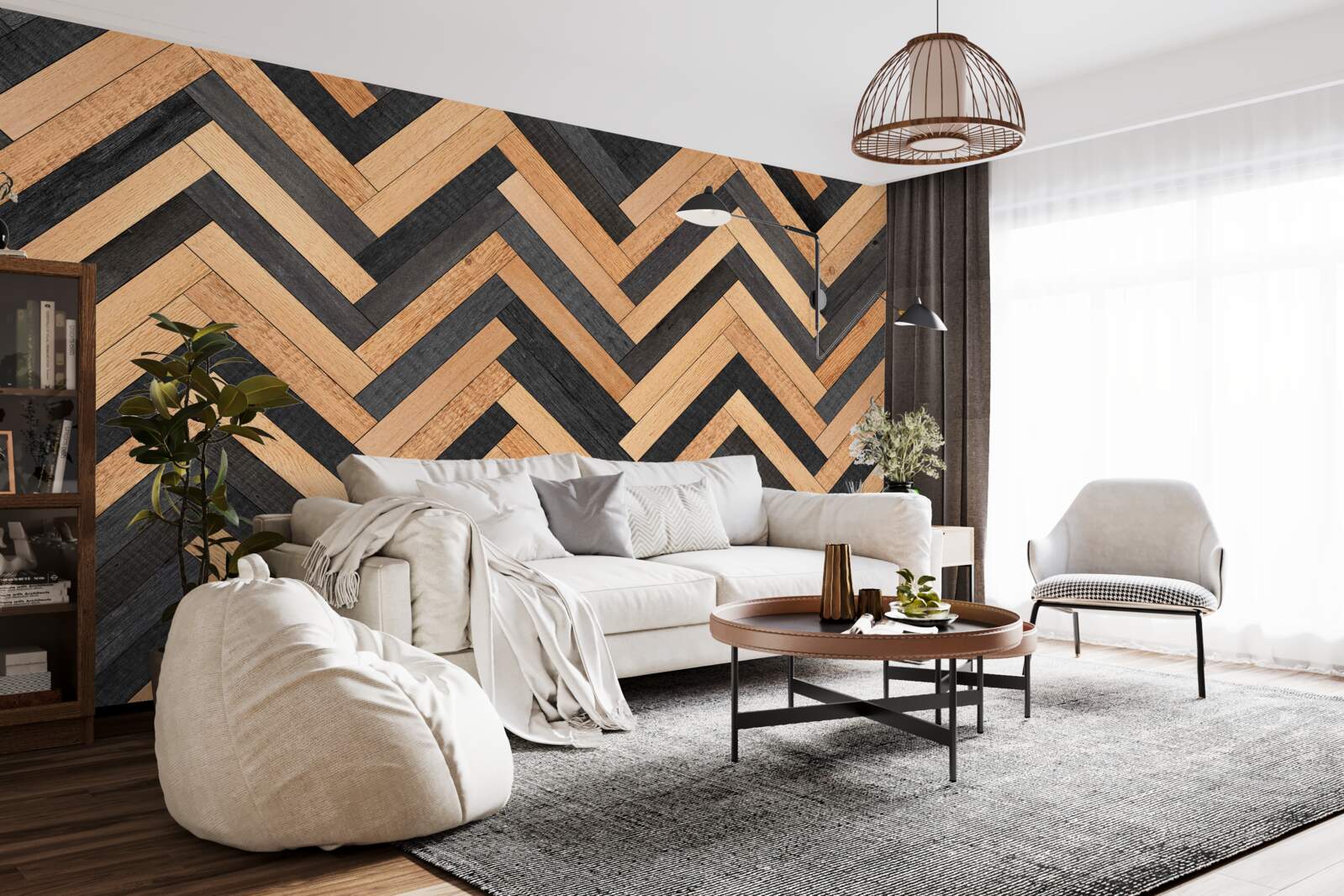 Fototapeten Parquet in hellen und dunklen Tönen