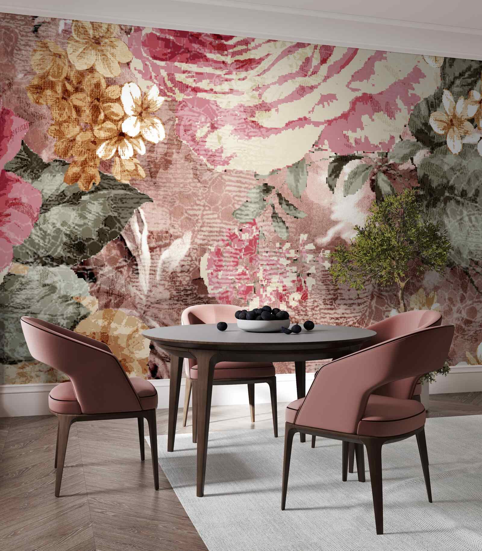 Fototapeten Die Fülle von Blumen und Pflanzen ist eine Abstraktion