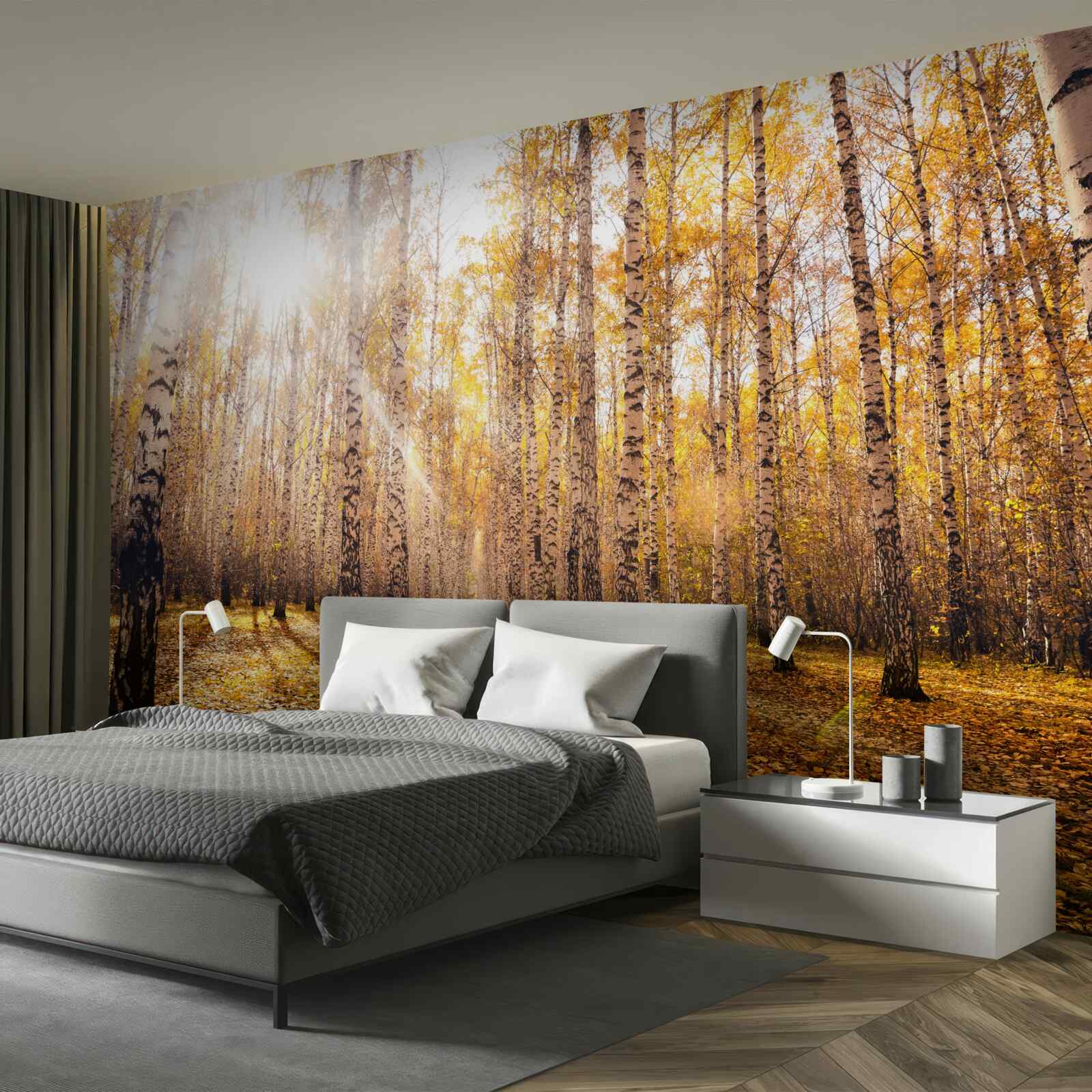 Fototapeten Er blitzte im Dawn Autumn Grove