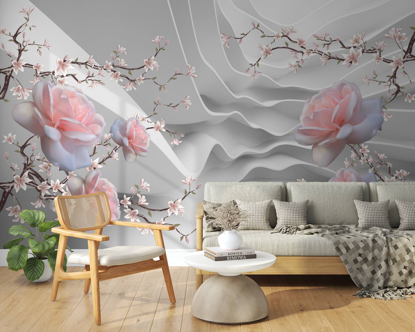 Fototapeten Der abstrakte Hintergrund betont harmonisch die Delikatesse der Rose