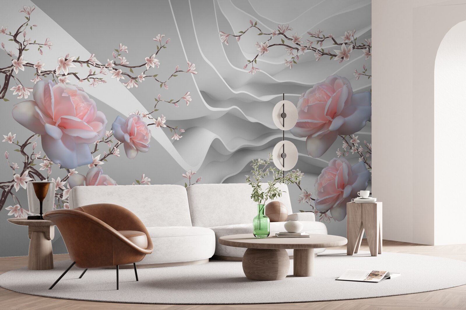 Fototapeten Der abstrakte Hintergrund betont harmonisch die Delikatesse der Rose