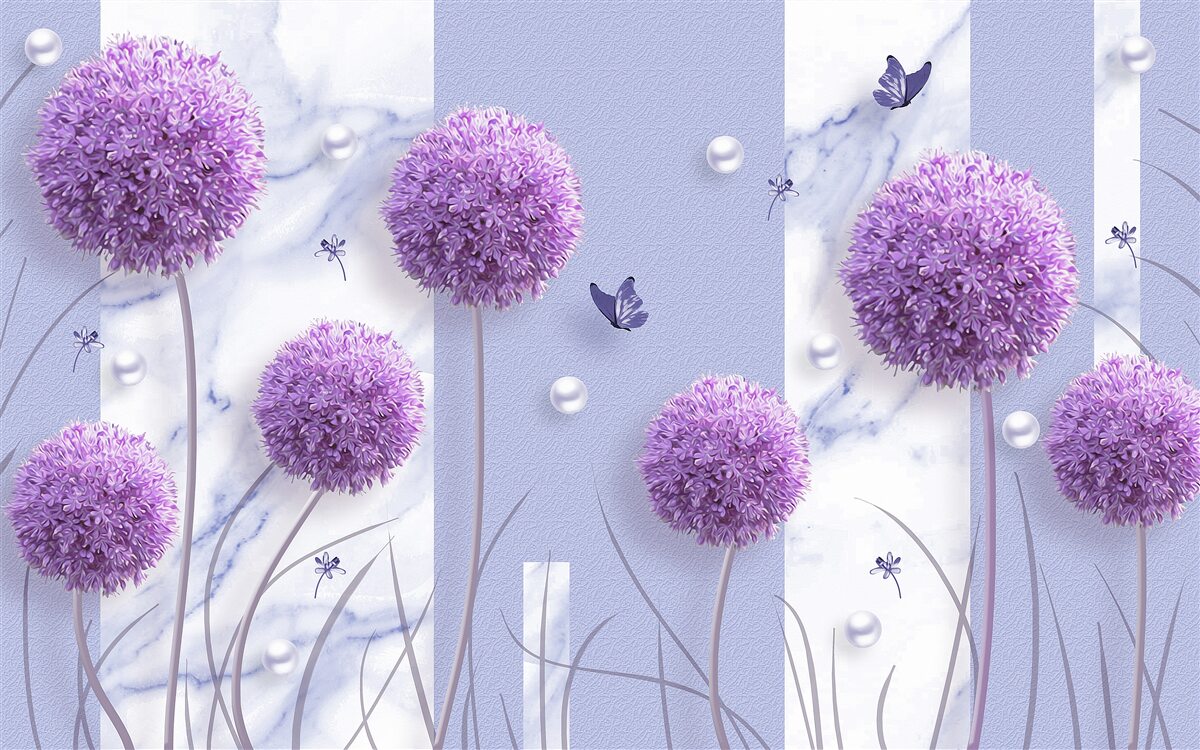 Fototapeten Blumenköpfe von lila Wiesen