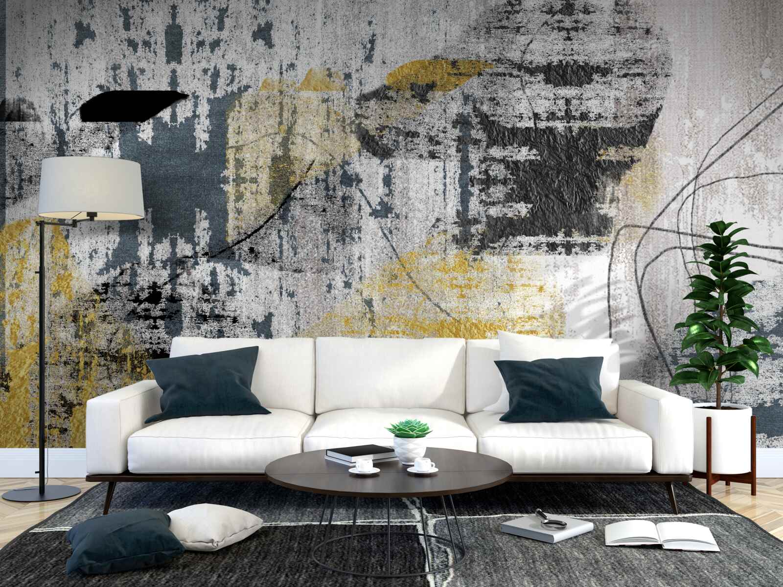 Fototapeten Hintergrund erzeugt aus der Abstraktion von Schwarz- und Goldtönen