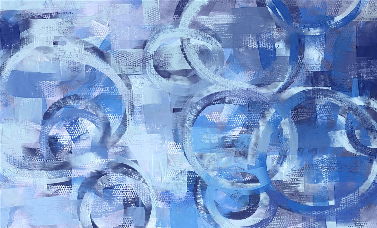 Fototapeten Wasserringe auf einer blauen Oberfläche