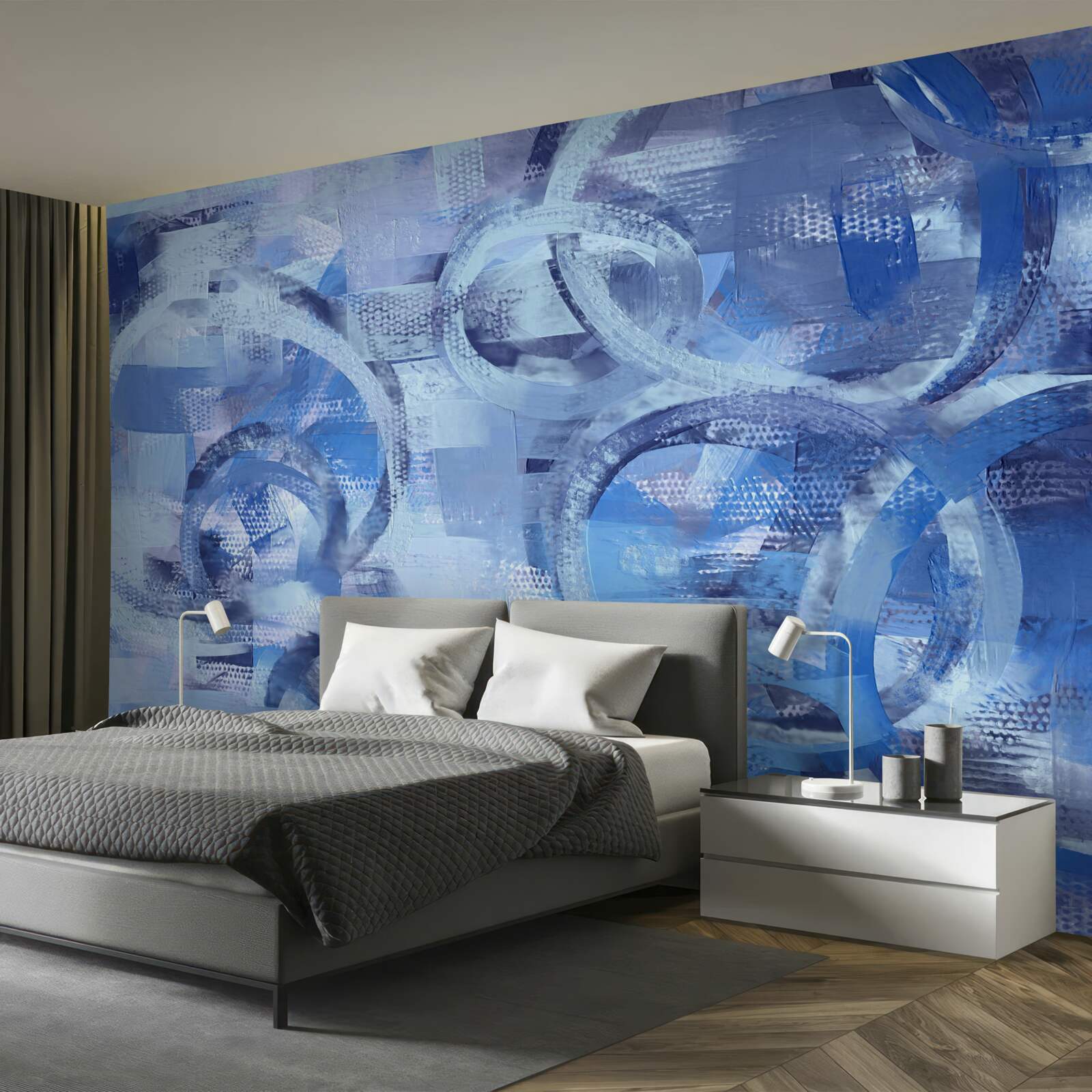Fototapeten Wasserringe auf einer blauen Oberfläche