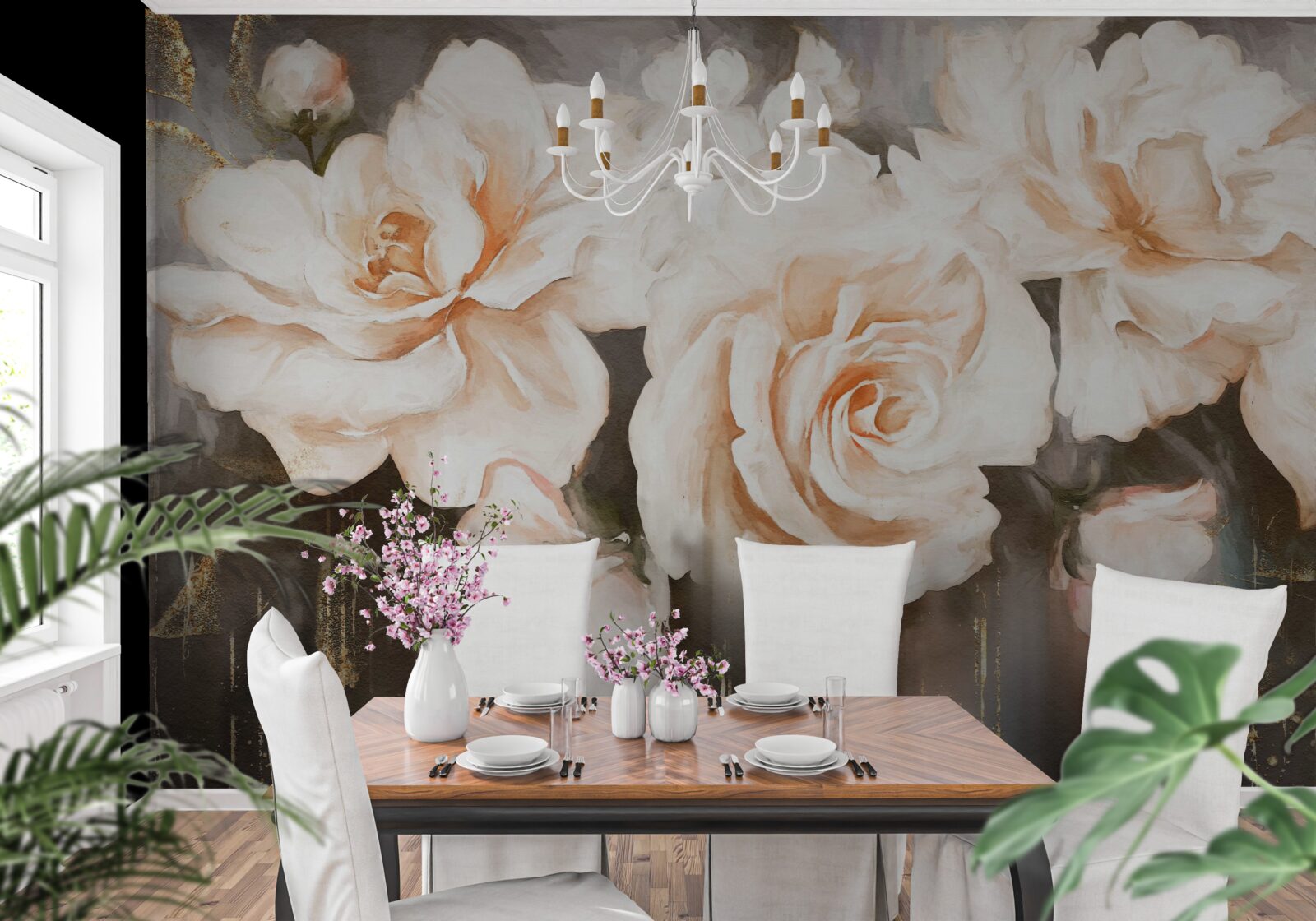 Fototapeten Rosen haben einen luxuriösen cremigen Farbton