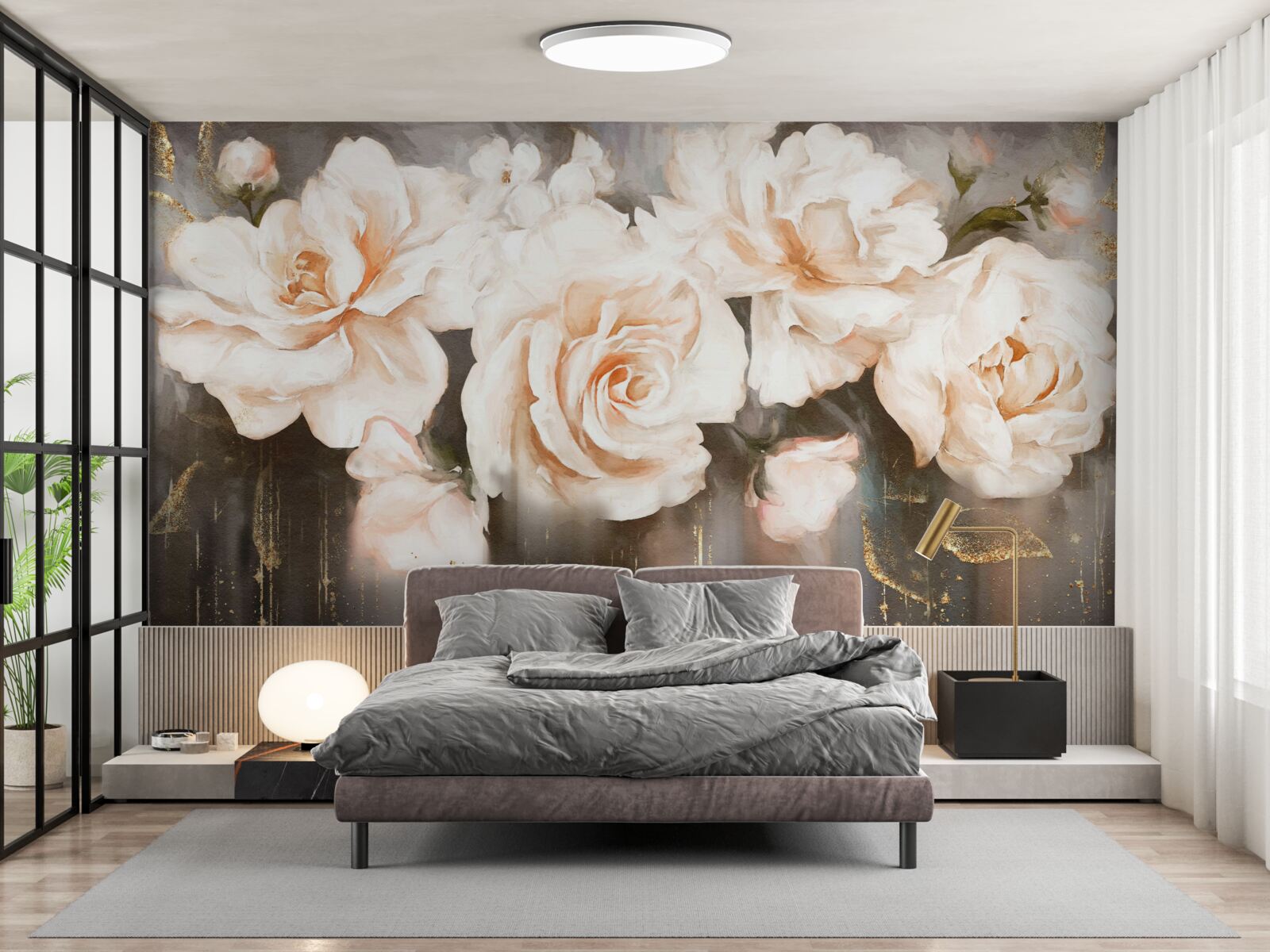 Fototapeten Rosen haben einen luxuriösen cremigen Farbton