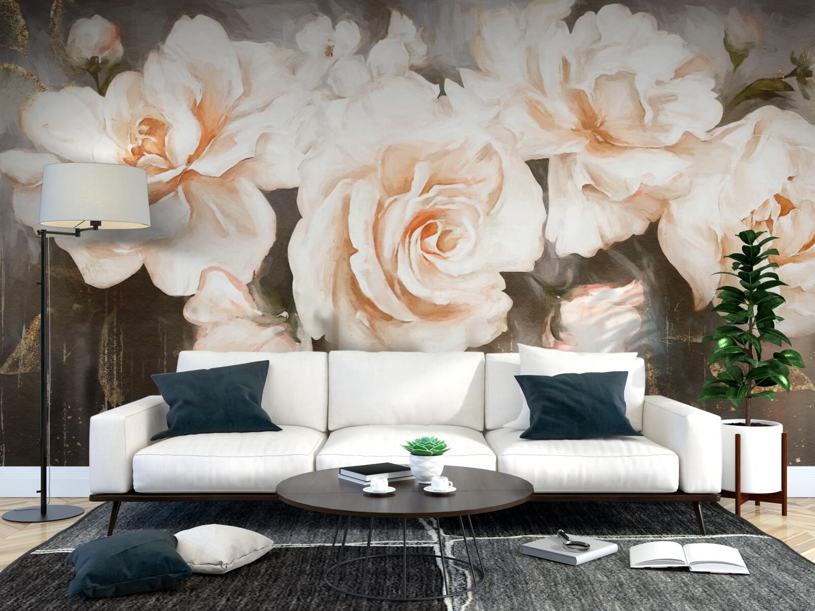 Fototapeten Rosen haben einen luxuriösen cremigen Farbton