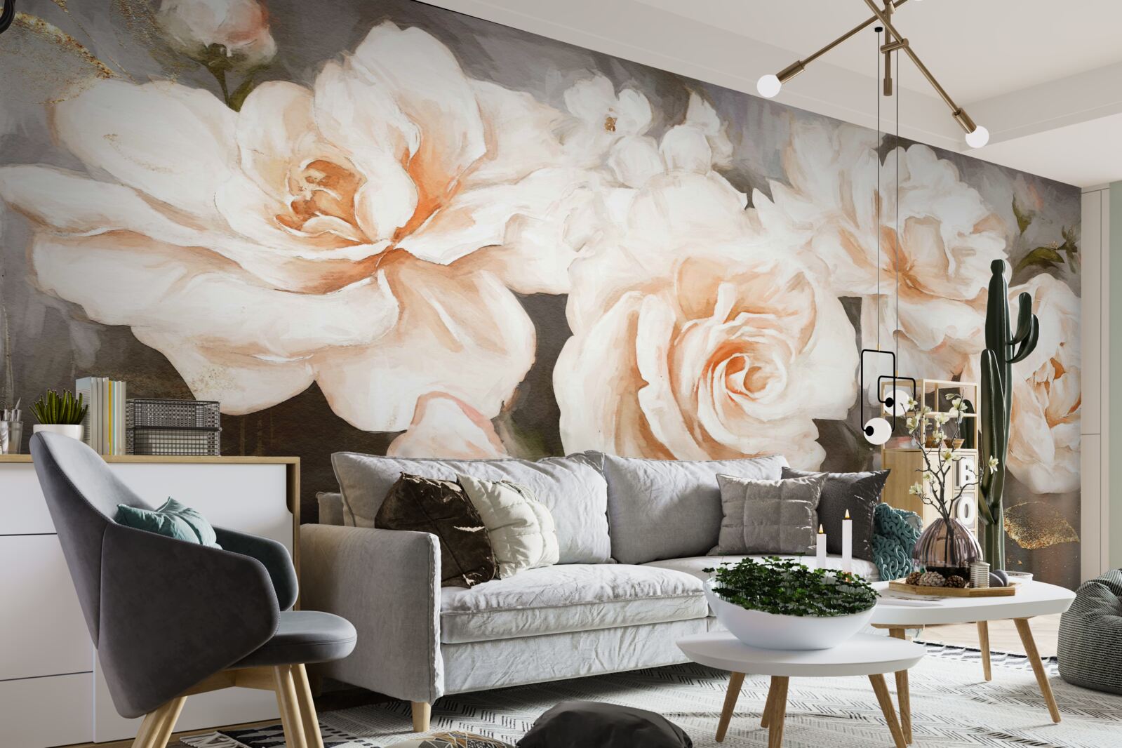 Fototapeten Rosen haben einen luxuriösen cremigen Farbton