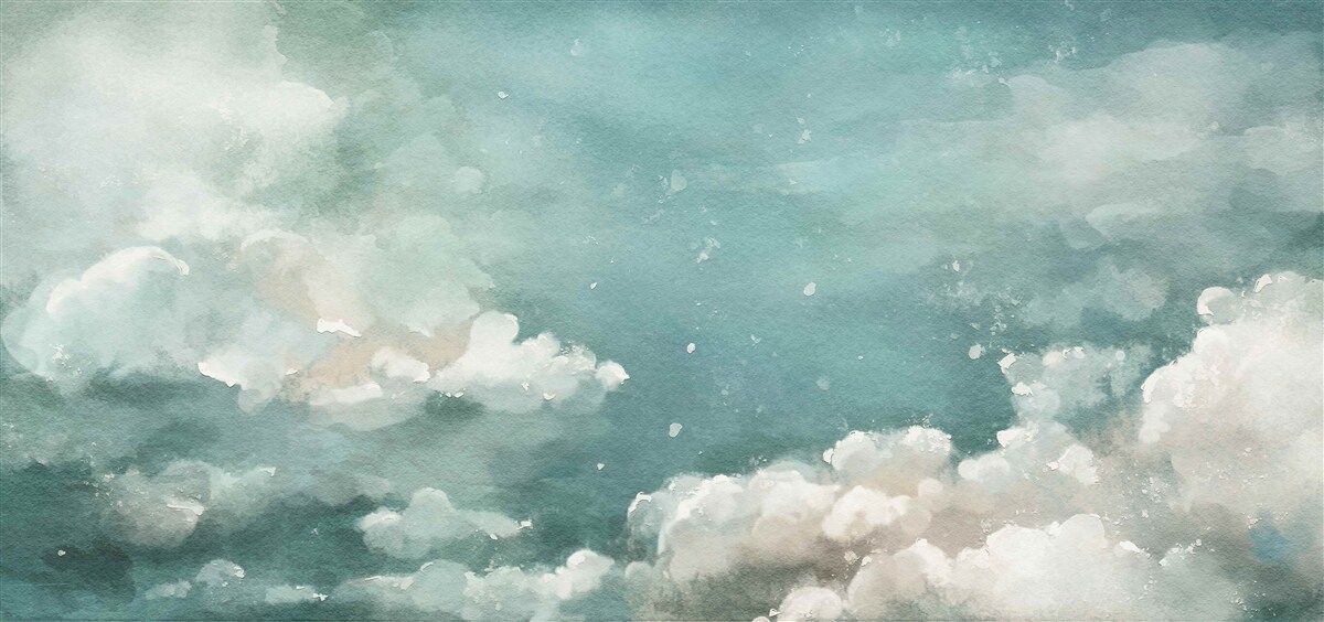 Fototapeten Wolken über einer ruhigen Oberfläche des Wassers